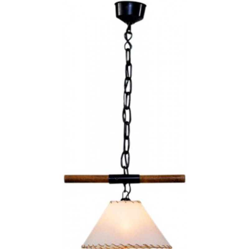 46,95 € Free Shipping | Hanging lamp Campiluz 40W Conical Shape 85×40 cm. HyM con pantalla Living room, dining room and bedroom. Rustic, retro and vintage Style. Metal casting and wood. Antique brown and black Color