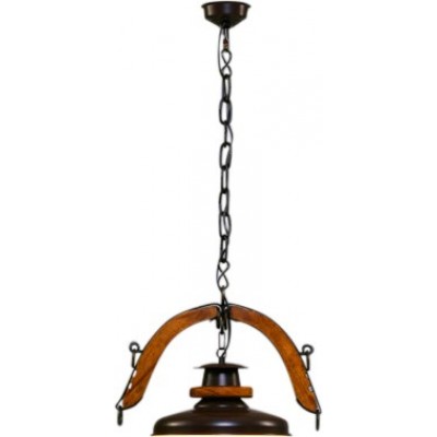 76,95 € Envio grátis | Lâmpada pendurada Campiluz 40W Forma Cônica 90×45 cm. Doble yuguillo con campana Sala de estar, sala de jantar e quarto. Estilo rústico, retro e vintage. Fundição de metais e madeira. Cor marrom antigo e preto