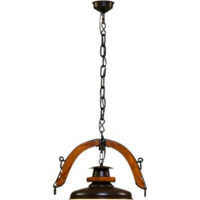 72,95 € Kostenloser Versand | Hängelampe Campiluz 40W 90×45 cm. Doble yuguillo con campana Metall und holz. Antikbraun und schwarz Farbe