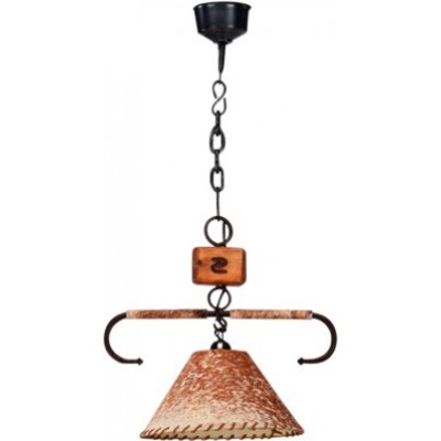 41,95 € Free Shipping | Hanging lamp Campiluz 40W Conical Shape 105×44 cm. Punta de diamante con pantalla Living room, dining room and bedroom. Rustic, retro and vintage Style. Metal casting and wood. Antique brown and black Color