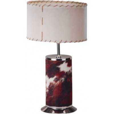 Table lamp Campiluz 40W Conical Shape 27×14 cm. Tubo de piel sin pantalla Living room and bedroom. Rustic, retro and vintage Style. Leather, Metal casting and Wood. Antique brown and black Color