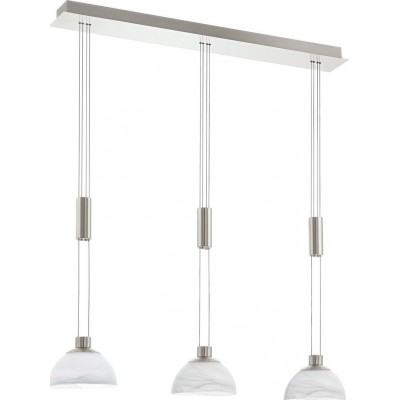 419,95 € Free Shipping | Hanging lamp Eglo Montefio Extended Shape 110×89 cm. Living room and dining room. Modern and design Style. Steel, stainless steel and glass. White, nickel and matt nickel Color
