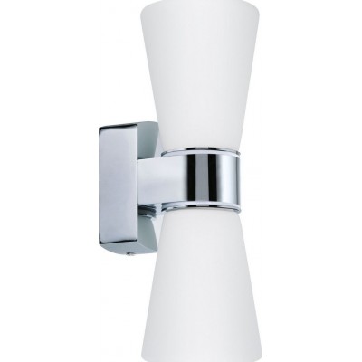 Outdoor wall light Eglo Cailin 27×9 cm. Aluminum, glass and satin glass. White, plated chrome and silver Color