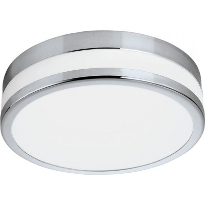 Outdoor lamp Eglo Led Palermo Round Shape Ø 22 cm. Wall and ceiling lamp Terrace, garden and pool. Modern and design Style. Steel, glass and satin glass. White, plated chrome and silver Color