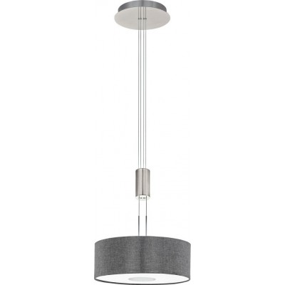 222,95 € Free Shipping | Hanging lamp Eglo Romao Cylindrical Shape Ø 38 cm. Living room, dining room and bedroom. Sophisticated and design Style. Steel, linen and textile. Plated chrome, gray, nickel, matt nickel and silver Color