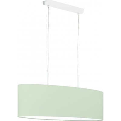 Lampada a sospensione Eglo Pasteri P Forma Cilindrica 110×75 cm. Soggiorno e sala da pranzo. Stile moderno e design. Acciaio e Tessile. Colore bianca e verde