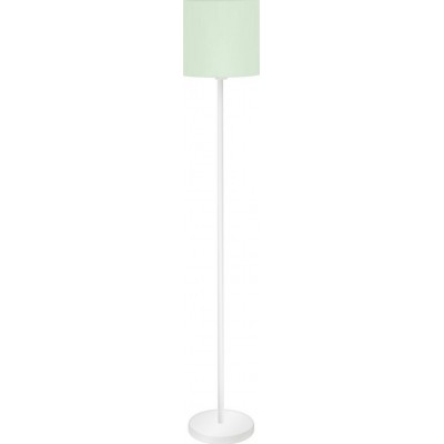 98,95 € Free Shipping | Floor lamp Eglo Pasteri P Cylindrical Shape Ø 28 cm. Living room, dining room and bedroom. Modern, sophisticated and design Style. Steel and textile. White and green Color