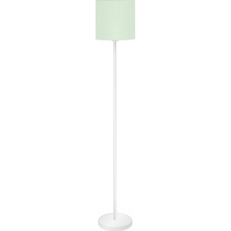 59,95 € Free Shipping | Floor lamp Eglo Pasteri P Cylindrical Shape Ø 28 cm. Living room, dining room and bedroom. Modern, sophisticated and design Style. Steel and Textile. White and green Color