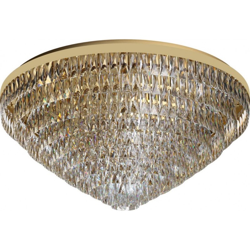 2 788,95 € Free Shipping | Ceiling lamp Eglo Stars of Light Valparaiso Conical Shape Ø 98 cm. Ceiling light Living room, dining room and bedroom. Classic Style. Steel and Crystal. Golden Color