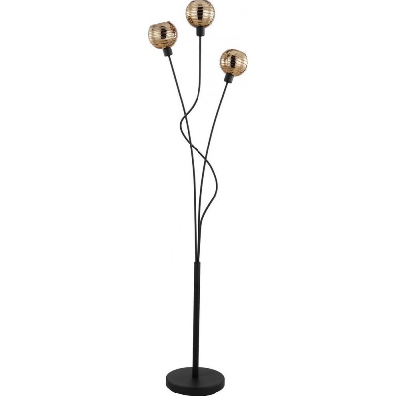 147,95 € Free Shipping | Floor lamp Eglo Stars of Light Creppo Cylindrical Shape 147 cm. Living room, dining room and bedroom. Modern, sophisticated and design Style. Steel. Golden and black Color