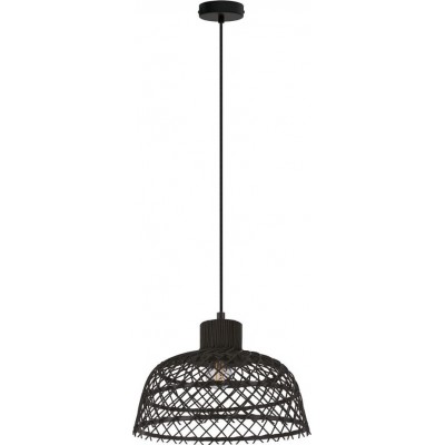 79,95 € Free Shipping | Hanging lamp Eglo Ausnby Conical Shape Ø 37 cm. Living room, kitchen and dining room. Retro and vintage Style. Steel and wood. Black Color