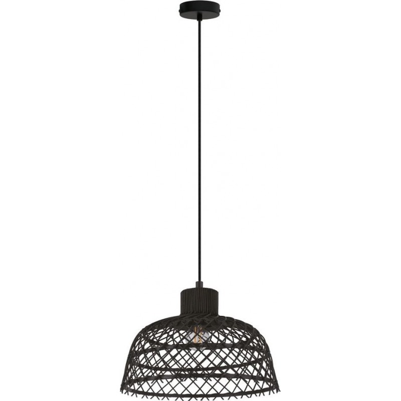 69,95 € Free Shipping | Hanging lamp Eglo Ausnby Conical Shape Ø 37 cm. Living room, kitchen and dining room. Retro and vintage Style. Steel and Wood. Black Color