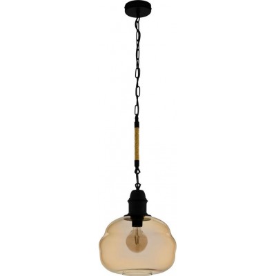 135,95 € Free Shipping | Hanging lamp Eglo Marysville Spherical Shape Ø 32 cm. Living room and dining room. Retro and vintage Style. Steel. Orange and black Color