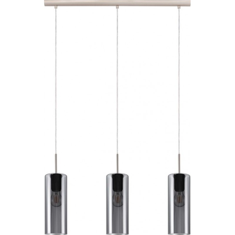 96,95 € Free Shipping | Hanging lamp Eglo Selvino Extended Shape 110×71 cm. Living room and dining room. Sophisticated and design Style. Steel. Black, transparent black, nickel and matt nickel Color