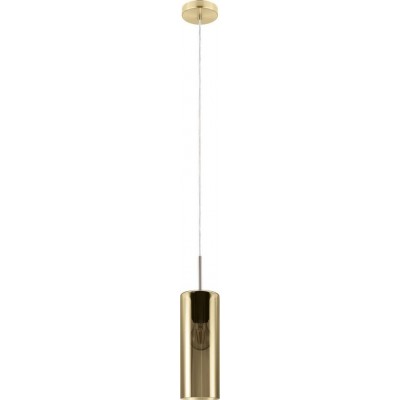 36,95 € Free Shipping | Hanging lamp Eglo Selvino Cylindrical Shape Ø 10 cm. Living room and dining room. Sophisticated and design Style. Steel. Golden, nickel and matt nickel Color