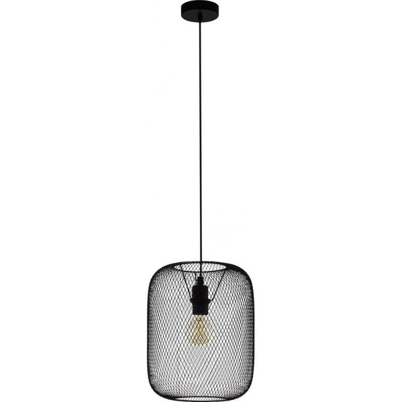 74,95 € Free Shipping | Hanging lamp Eglo Wrington Cylindrical Shape Ø 30 cm. Living room and dining room. Retro and vintage Style. Steel. Black Color