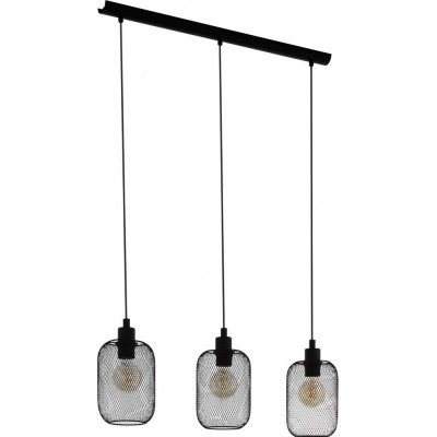 113,95 € Free Shipping | Hanging lamp Eglo Wrington Extended Shape 110×74 cm. Living room and dining room. Retro and vintage Style. Steel. Black Color