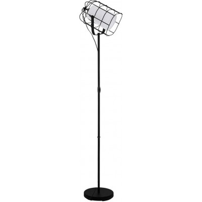 Floor lamp Eglo Bittams Cubic Shape 149×26 cm. Living room, dining room and bedroom. Modern, design and cool Style. Steel and Textile. White and black Color