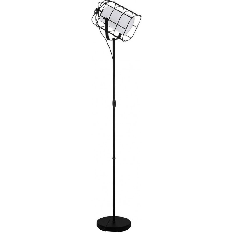 77,95 € Free Shipping | Floor lamp Eglo Bittams Cubic Shape 149×26 cm. Living room, dining room and bedroom. Modern, design and cool Style. Steel and textile. White and black Color