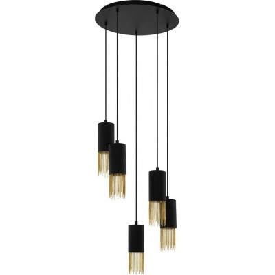 292,95 € Free Shipping | Hanging lamp Eglo Stars of Light Counuzulus Cylindrical Shape Ø 50 cm. Living room and dining room. Modern and design Style. Steel. Golden, brass and black Color