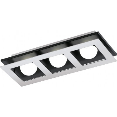 Indoor ceiling light Eglo Bellamonte 1 Extended Shape 37×14 cm. Kitchen and bathroom. Design Style. Steel, aluminum and plastic. Aluminum, white, plated chrome, black and silver Color