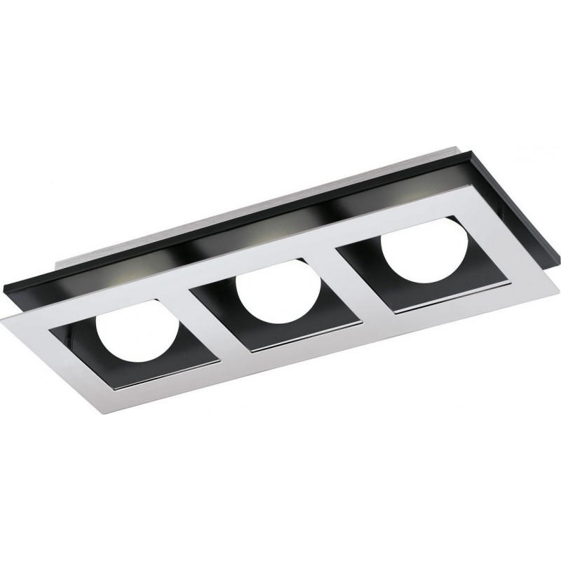 59,95 € Free Shipping | Ceiling lamp Eglo Bellamonte 1 Extended Shape 37×14 cm. Kitchen and bathroom. Design Style. Steel, Aluminum and Plastic. Aluminum, white, plated chrome, black and silver Color