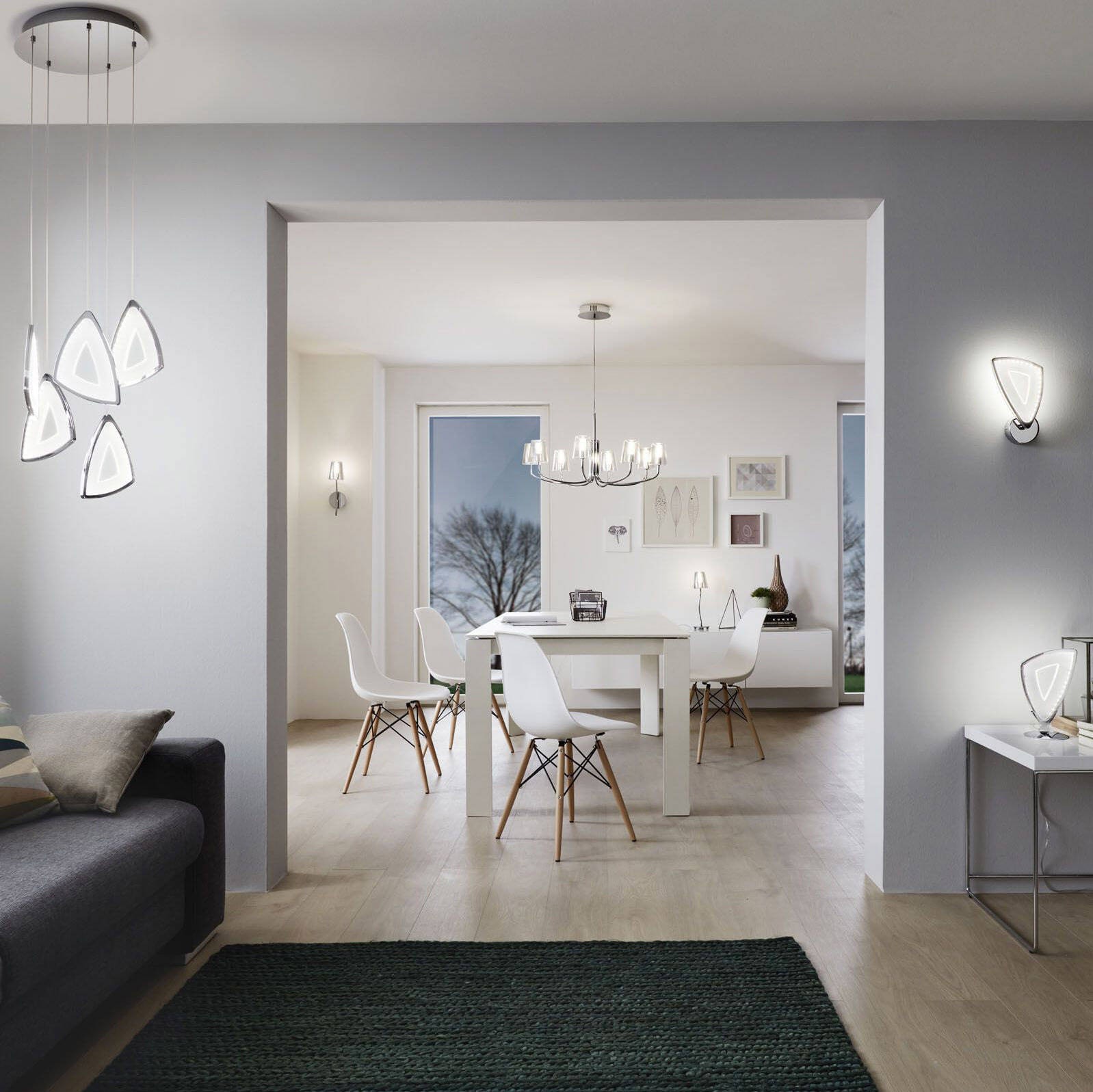 52,95 € Spedizione Gratuita | Lampada da tavolo Eglo Noventa 3000K Luce calda. Ø 10 cm. Acciaio e bicchiere. Colore bianca, cromato e argento