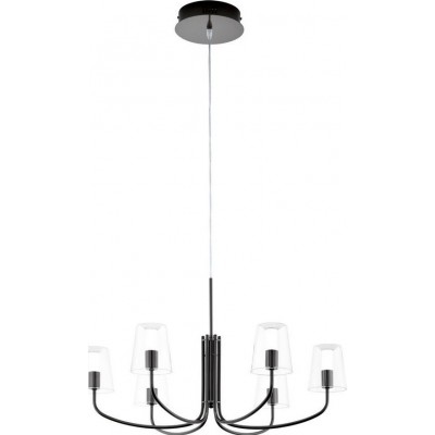 229,95 € Free Shipping | Chandelier Eglo Noventa 3000K Warm light. Ø 73 cm. Steel and glass. White, black and nickel Color