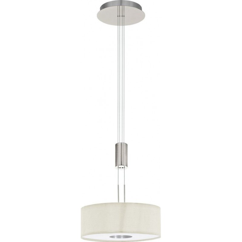 136,95 € Free Shipping | Hanging lamp Eglo Romao 1 Cylindrical Shape Ø 38 cm. Living room and dining room. Sophisticated and design Style. Steel, Linen and Textile. Plated chrome, nickel, matt nickel, silver and natural Color
