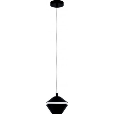 Lampada a sospensione Eglo Perpigo Forma Piramidale Ø 16 cm. Soggiorno, sala da pranzo e camera da letto. Stile moderno e design. Acciaio e Plastica. Colore bianca e nero