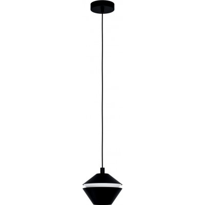 Lámpara colgante Eglo Perpigo Forma Piramidal Ø 16 cm. Salón, comedor y dormitorio. Estilo moderno y diseño. Acero y Plástico. Color blanco y negro