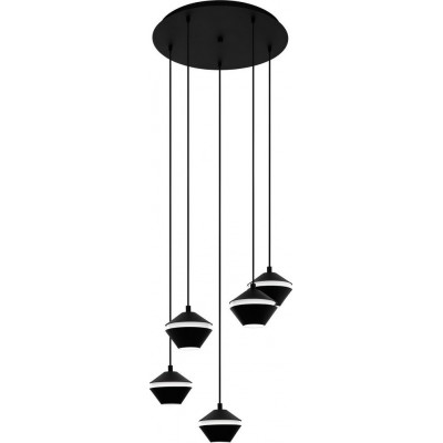 332,95 € Free Shipping | Hanging lamp Eglo Perpigo Pyramidal Shape Ø 55 cm. Living room, dining room and bedroom. Modern and design Style. Steel and plastic. White and black Color