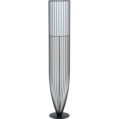 169,95 € Free Shipping | Floor lamp Eglo Nosino Cylindrical Shape Ø 25 cm. Living room, dining room and bedroom. Modern, sophisticated and design Style. Steel and textile. White and black Color