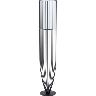 Lampada da pavimento Eglo Nosino Forma Cilindrica Ø 25 cm. Soggiorno, sala da pranzo e camera da letto. Stile moderno, sofisticato e design. Acciaio e Tessile. Colore bianca e nero