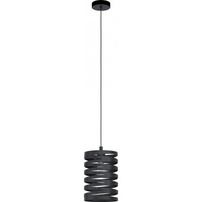 65,95 € Free Shipping | Hanging lamp Eglo Cremella Cylindrical Shape Ø 18 cm. Living room, dining room and bedroom. Modern and design Style. Steel. Black Color