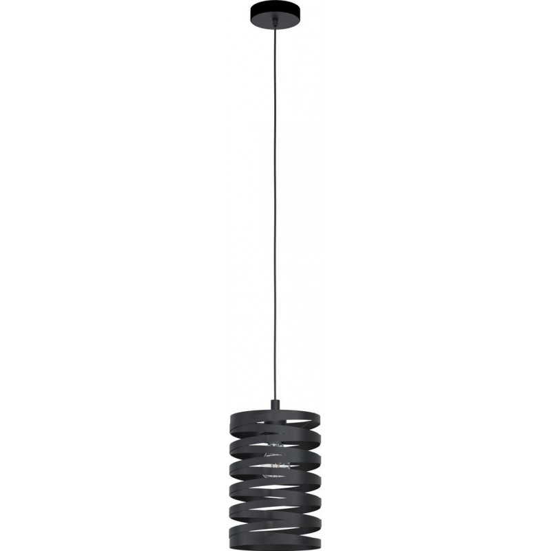 65,95 € Free Shipping | Hanging lamp Eglo Cremella Cylindrical Shape Ø 18 cm. Living room, dining room and bedroom. Modern and design Style. Steel. Black Color
