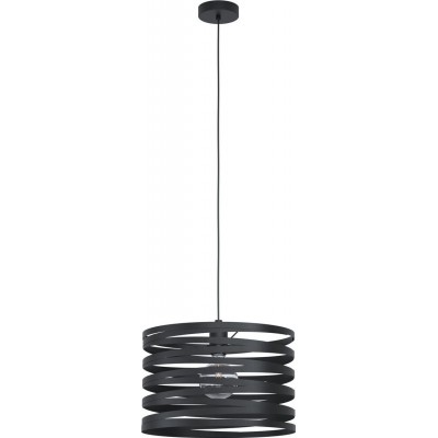 89,95 € Free Shipping | Hanging lamp Eglo Cremella Cylindrical Shape Ø 37 cm. Living room, dining room and bedroom. Modern and design Style. Steel. Black Color