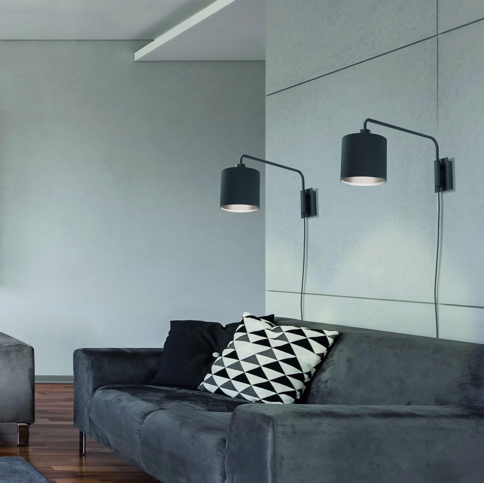 78,95 € Envío gratis | Aplique de pared interior Eglo Staiti 1 24×16 cm. Acero y textil. Color negro
