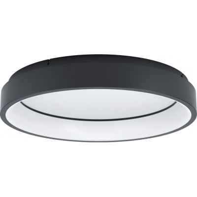 Ceiling lamp Eglo Marghera C 2700K Very warm light. Cylindrical Shape Ø 60 cm. Ceiling light Living room, dining room and bedroom. Modern Style. Steel and Plastic. White and black Color
