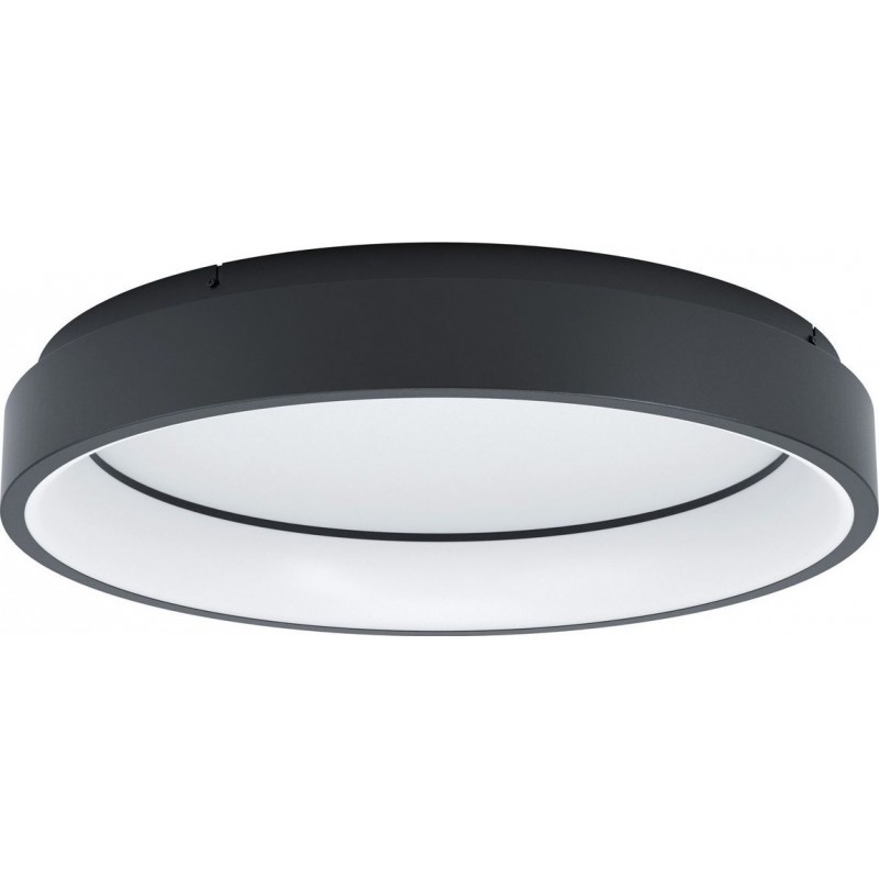 275,95 € Free Shipping | Ceiling lamp Eglo Marghera C 2700K Very warm light. Cylindrical Shape Ø 60 cm. Ceiling light Living room, dining room and bedroom. Modern Style. Steel and Plastic. White and black Color