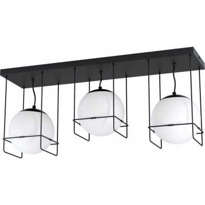 Ceiling lamp Eglo Versuola Extended Shape 77×33 cm. Ceiling light Living room, dining room and bedroom. Design Style. Steel, Glass and Opal glass. White and black Color