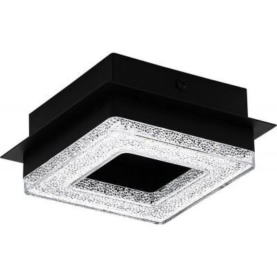 42,95 € Free Shipping | Ceiling lamp Eglo Fradelo 1 Cubic Shape 14×14 cm. Kitchen, lobby and bathroom. Sophisticated Style. Steel, Crystal and Plastic. Black Color