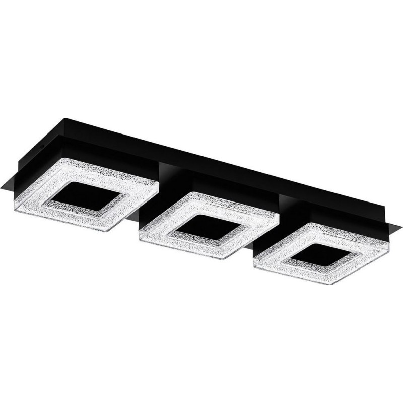 79,95 € Free Shipping | Indoor ceiling light Eglo Fradelo 1 Extended Shape 46×14 cm. Kitchen, lobby and bathroom. Sophisticated Style. Steel, crystal and plastic. Black Color