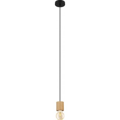 29,95 € Free Shipping | Hanging lamp Eglo Turialdo Extended Shape Ø 10 cm. Kitchen. Retro and vintage Style. Steel and wood. Brown and black Color