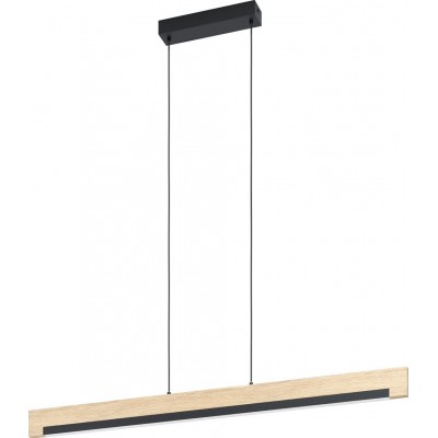 209,95 € Free Shipping | Hanging lamp Eglo Camacho Extended Shape 110×110 cm. Living room and dining room. Modern and design Style. Steel, wood and plastic. White, brown and black Color
