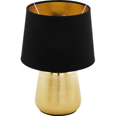 43,95 € Kostenloser Versand | Tischlampe Eglo Manalba 1 Ø 20 cm. Keramik und Textil. Golden, schwarz und Farbe
