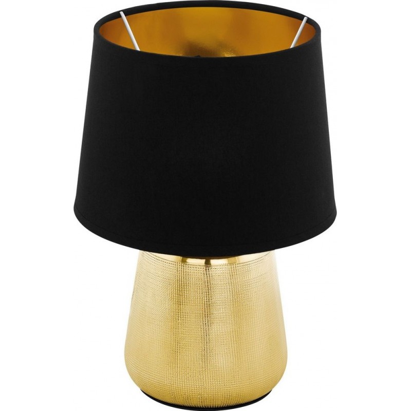 43,95 € Free Shipping | Table lamp Eglo Manalba 1 Ø 20 cm. Ceramic and Textile. Golden, black and Color