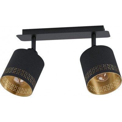 53,95 € Free Shipping | Indoor spotlight Eglo Esteperra Extended Shape 34×9 cm. Living room, bedroom and office. Design Style. Steel and textile. Golden and black Color