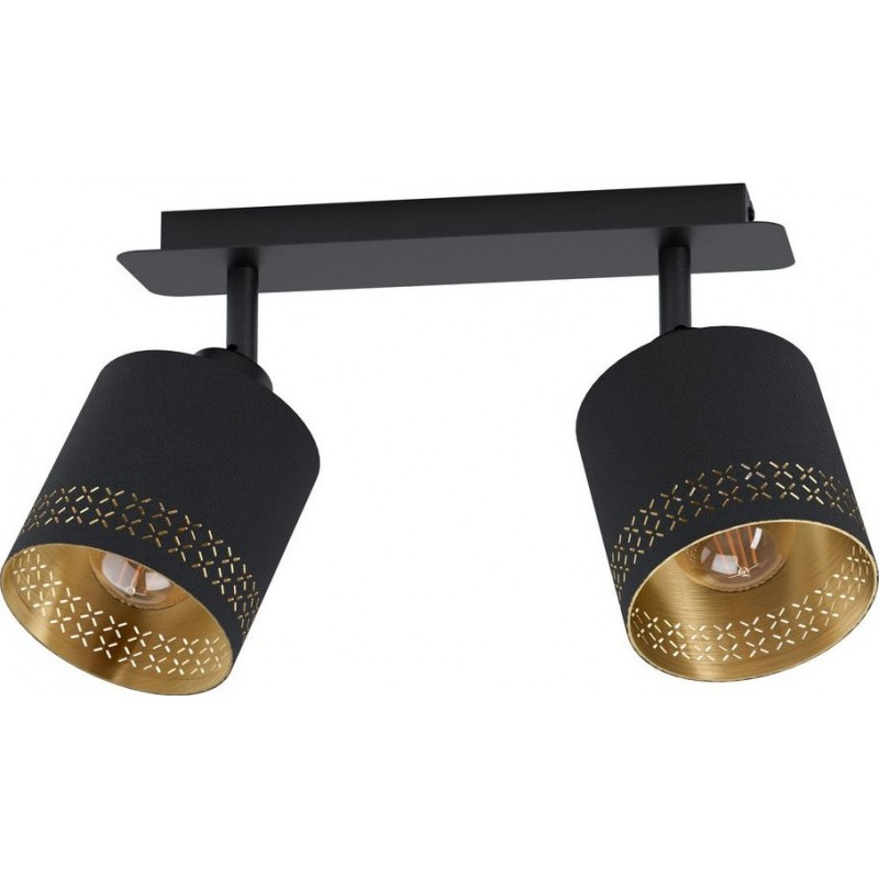 49,95 € Free Shipping | Indoor spotlight Eglo Esteperra Extended Shape 34×9 cm. Living room, bedroom and office. Design Style. Steel and textile. Golden and black Color