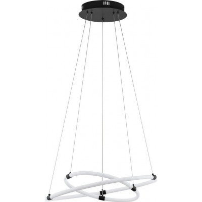 Lámpara colgante Eglo Banderillas Forma Angular Ø 60 cm. Salón, cocina y comedor. Estilo moderno y diseño. Acero y Plástico. Color blanco y negro